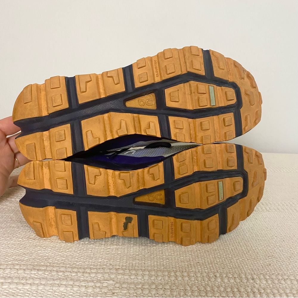 On Running Women's Gray Navy Orange Cloudventure Trail Sneakers - Picture 10 of 11